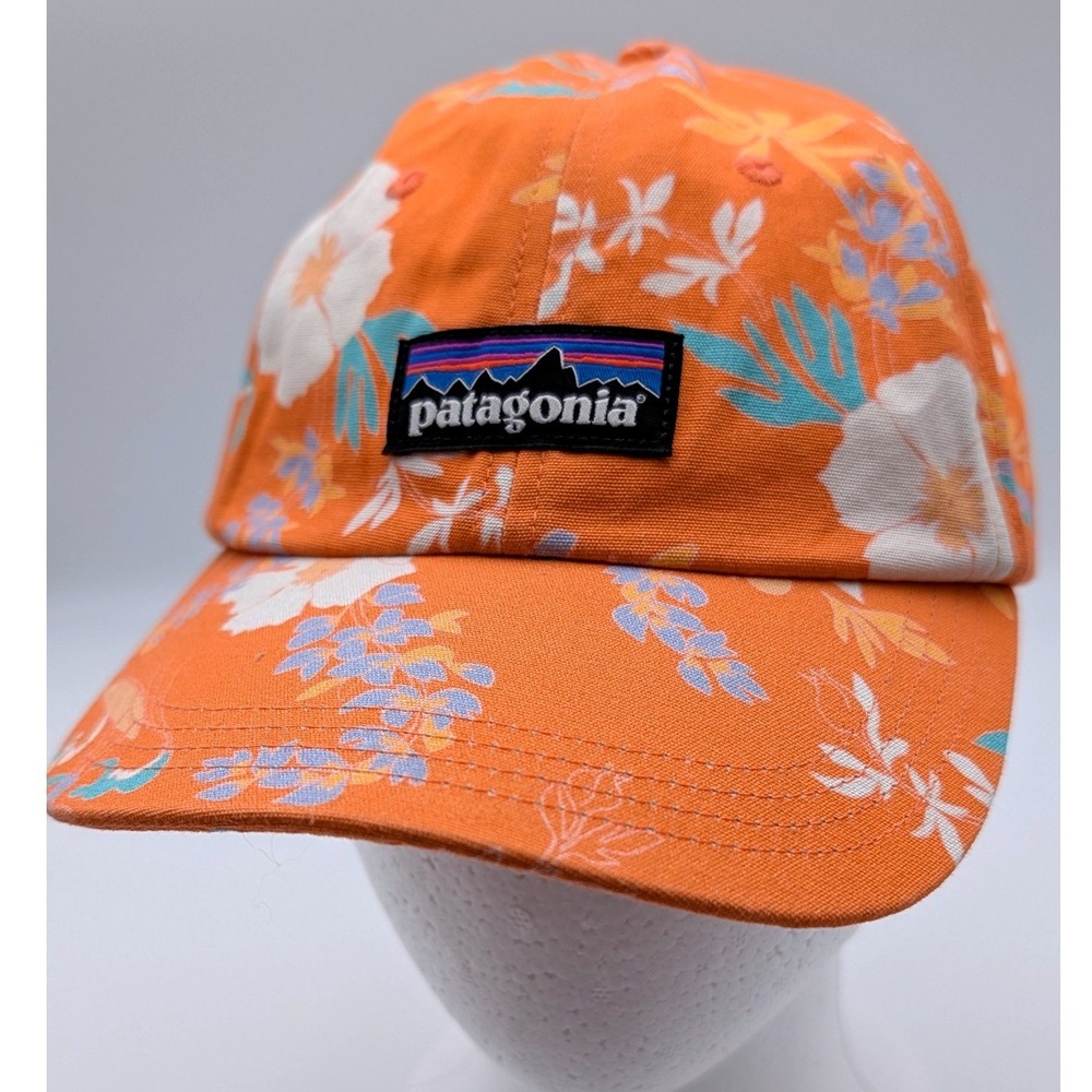 Patagonia Orange Floral Tropical P-6 Label Trad‎ Cap Adjustable Baseball Hat